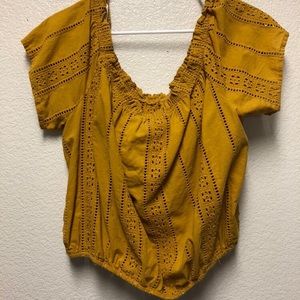 Mustard yellow tribal crop top